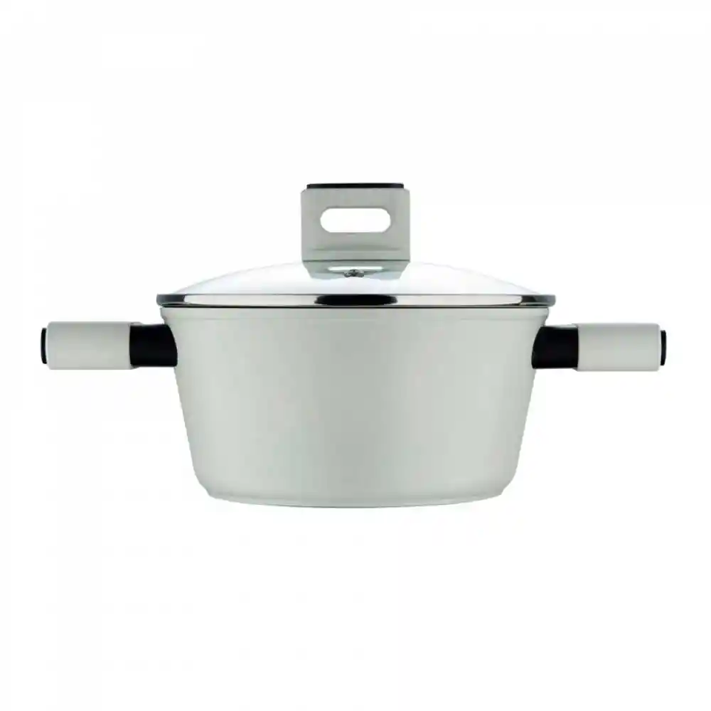 Olla + Tapa Bergner Lines 24 Cm Blanco Aluminio Forjado