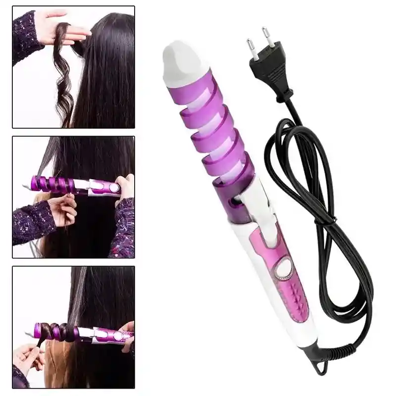 Rizador Profesional De Peluquería En Espiral Rizador De Pelo De Cerámica Color Rosa