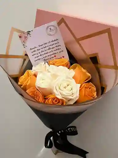 Bouquet Para Hombre De Rosas Amarillas Y Blancas