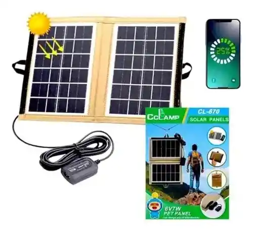 Cargador Solar Plegable Con Panel Solar Cl-670 6v 7w