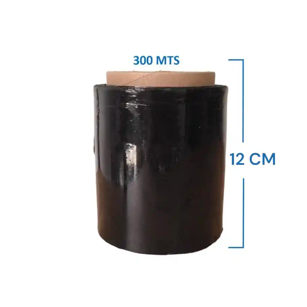 Rollo De Vinipel Negro Stretch 12cm X 300mts