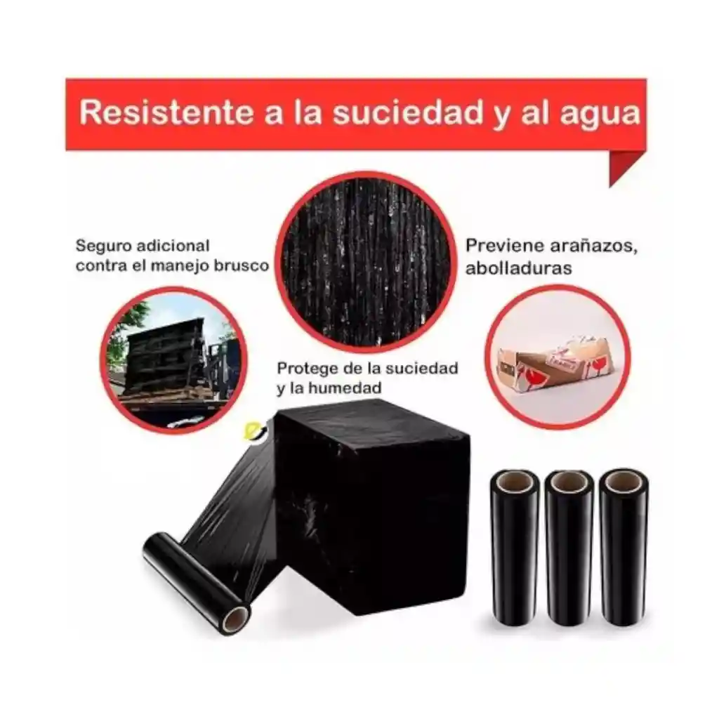 Rollo De Vinipel Negro Stretch 12cm X 300mts