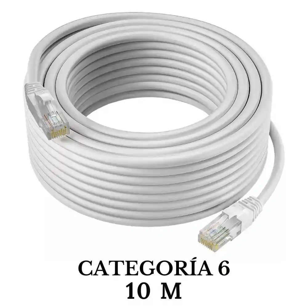 Cable Lan De Internet Cat6e Categoria 6 10 Metros Largo Cable Ethernet Utp 10mt Blanco