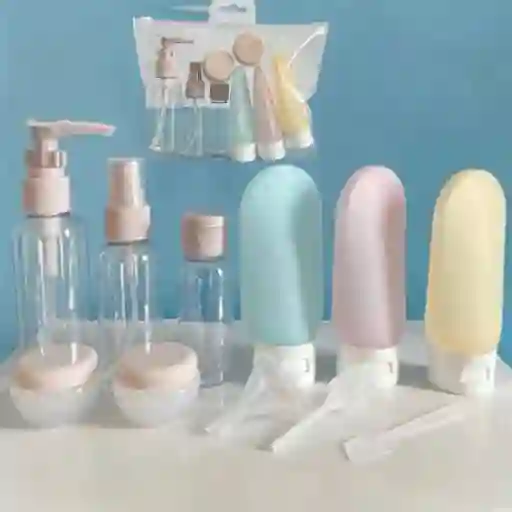 Juego Kit De Botellas Para Viaje X 11 Piezas Reutilizables 002