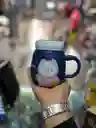 Mug Taza Coleccionable Gatito Happy Kawaii Tapa Espejo Azul