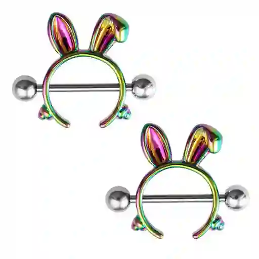 Piercing Pezón X2 - Acero Inoxidable Conejo Yornasol