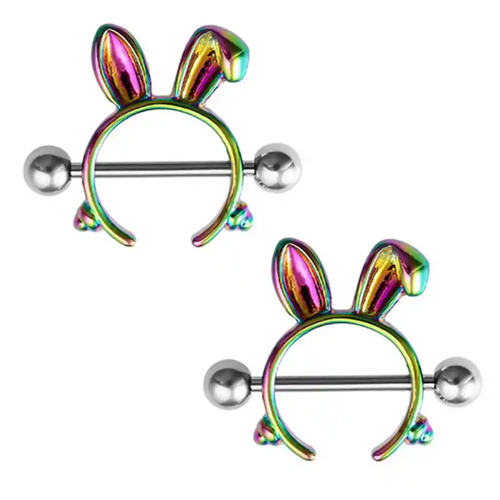Piercing Pezón X2 - Acero Inoxidable Conejo Yornasol