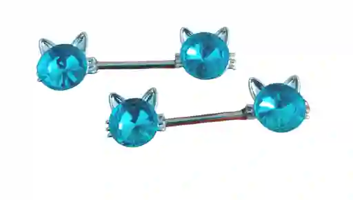 Piercing Pezón X2 - Acero Inoxidable Gato Azul