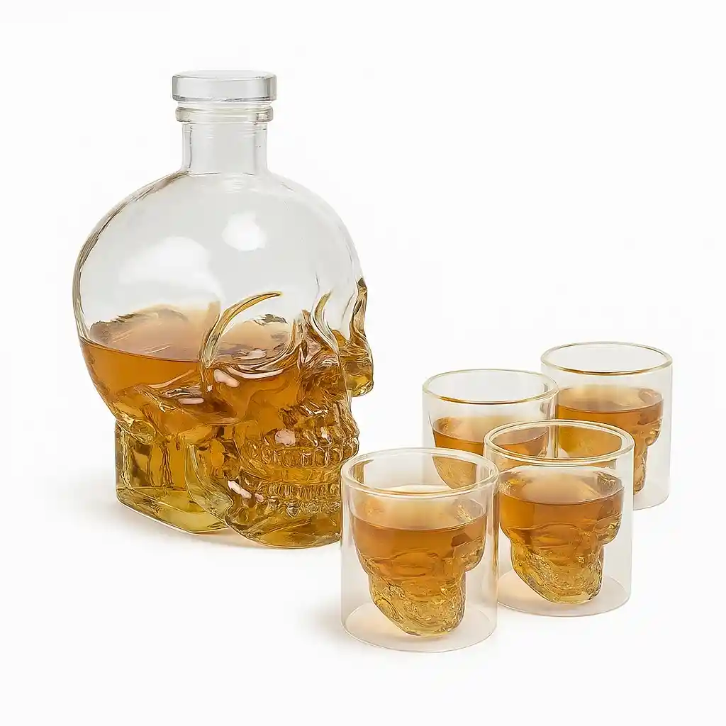 Whiskera De Calavera Decantador Licorera Craneo + 4 Vasos Fk23b-65
