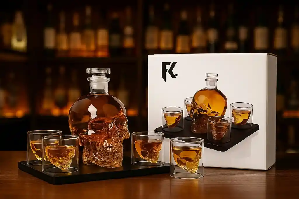 Whiskera De Calavera Decantador Licorera Craneo + 4 Vasos Fk23b-65