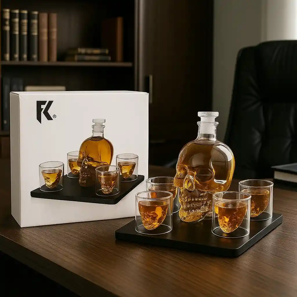 Whiskera De Calavera Decantador Licorera Craneo + 4 Vasos Fk23b-65