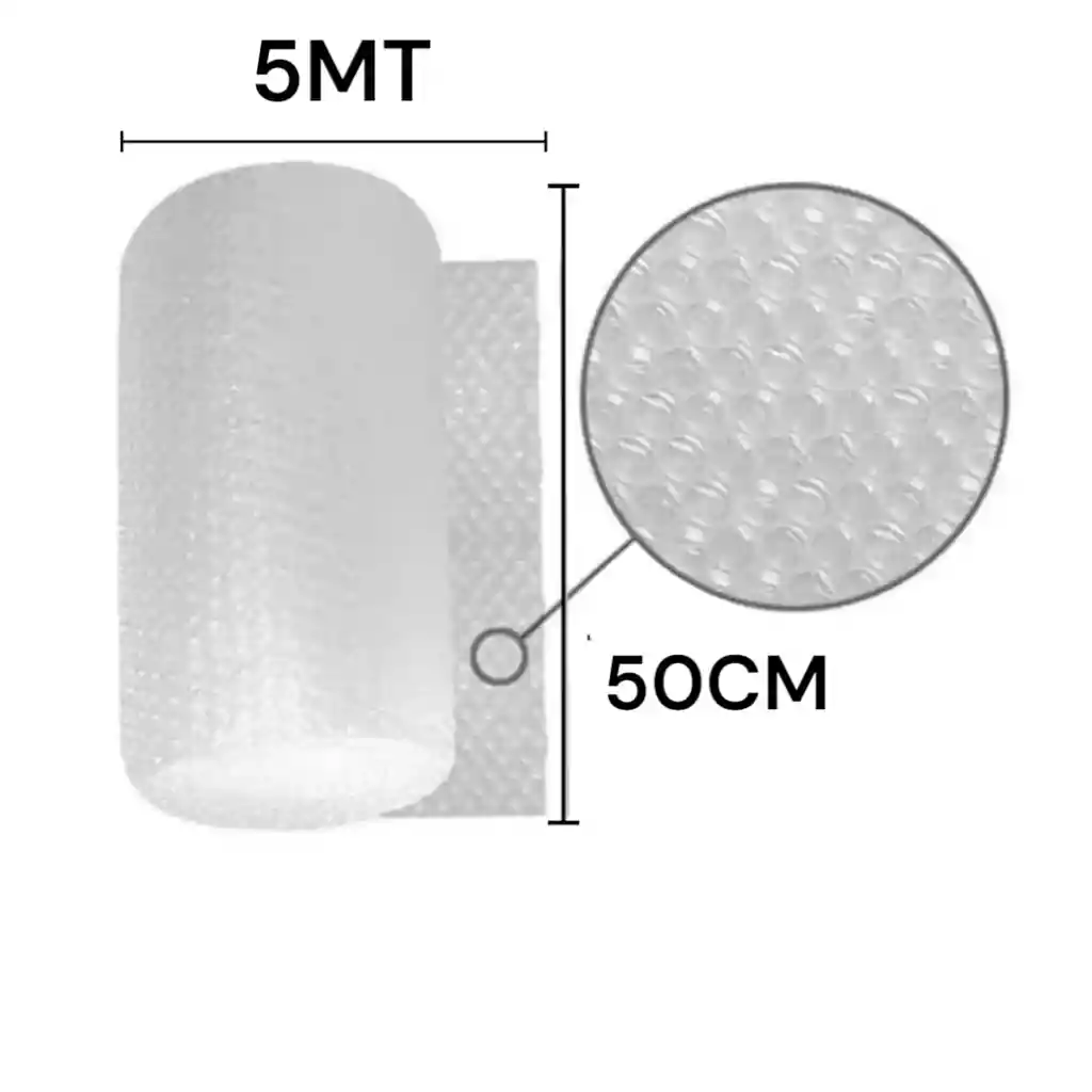 Plástico Papel Burbuja De 50cm De Ancho X 5mt De Largo