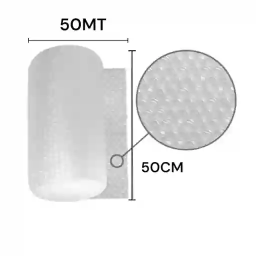 Plástico Papel Burbuja De 50cm De Ancho X 50mt De Largo