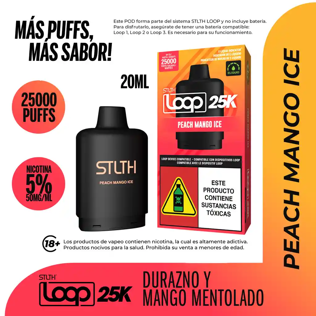 Stlth Loop 25k Pod Peach Mango Ice