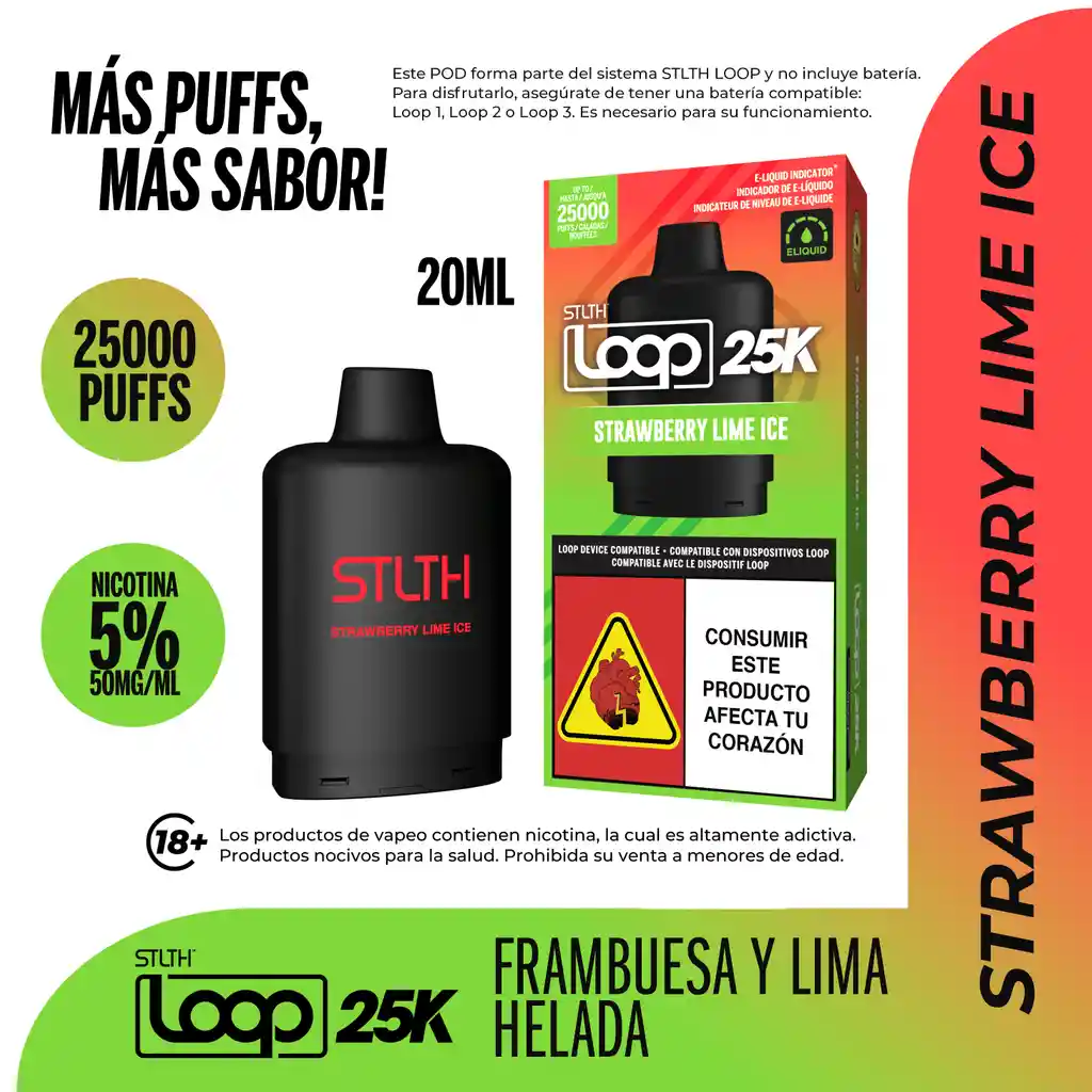 Stlth Loop 25k Pod Strawberry Lime Ice