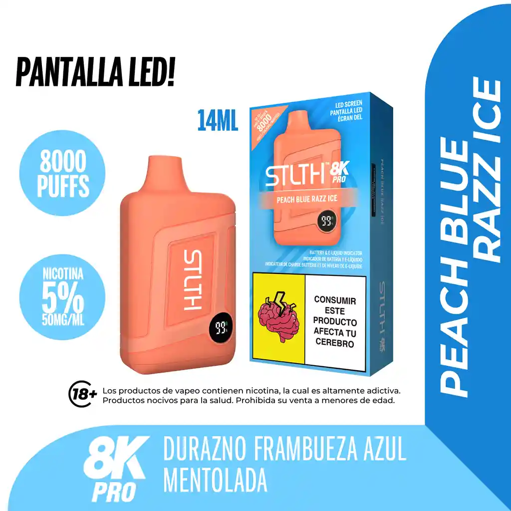 Stlth 8k Disposable Peach Blue Razz Ice
