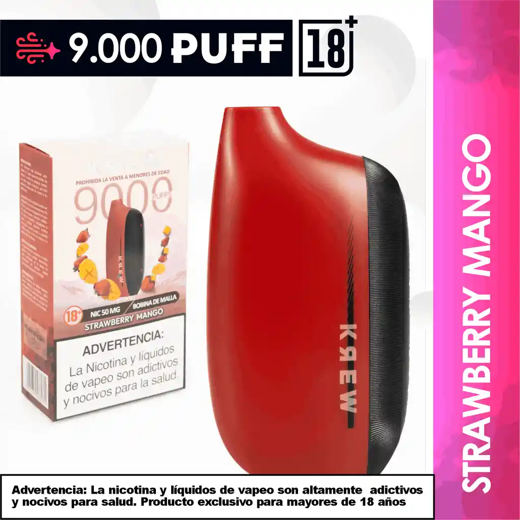 Krew Vape 9000 Puff Strawberry Mango