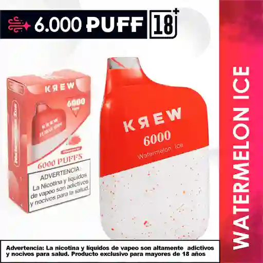 Krew Cigarrillos Electrónicos 6000 Puff Watermelon Ice