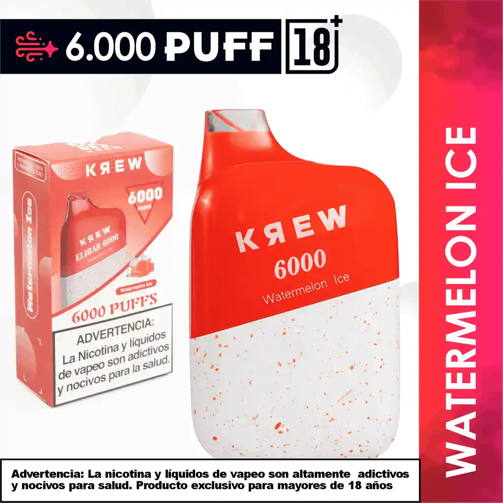 Krew Cigarrillos Electrónicos 6000 Puff Watermelon Ice