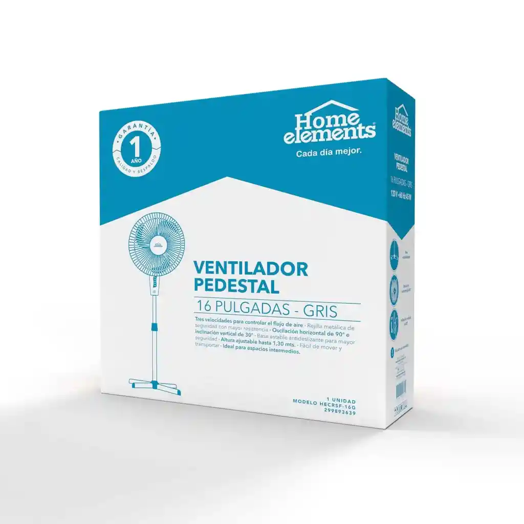 Ventilador Home Elements Hesf-16g Pedestal 16 Pulgadas 110v
