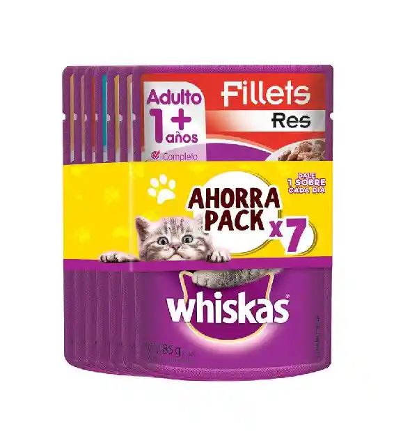 Promopack X 7 Whiskas Pouch X 85 Gr Mix Adulto Ahorra 15 %