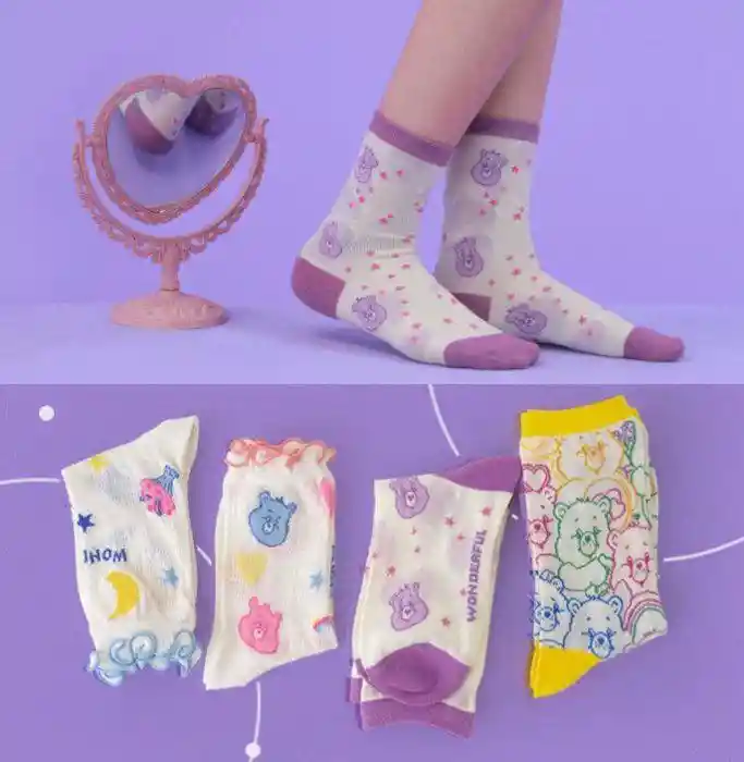 Medias Largas Ositos Cariñositos (morado)