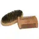Set X3 Barba Cepillo Cerdas Jabalí + Peinilla Peine Madera + Bolsa