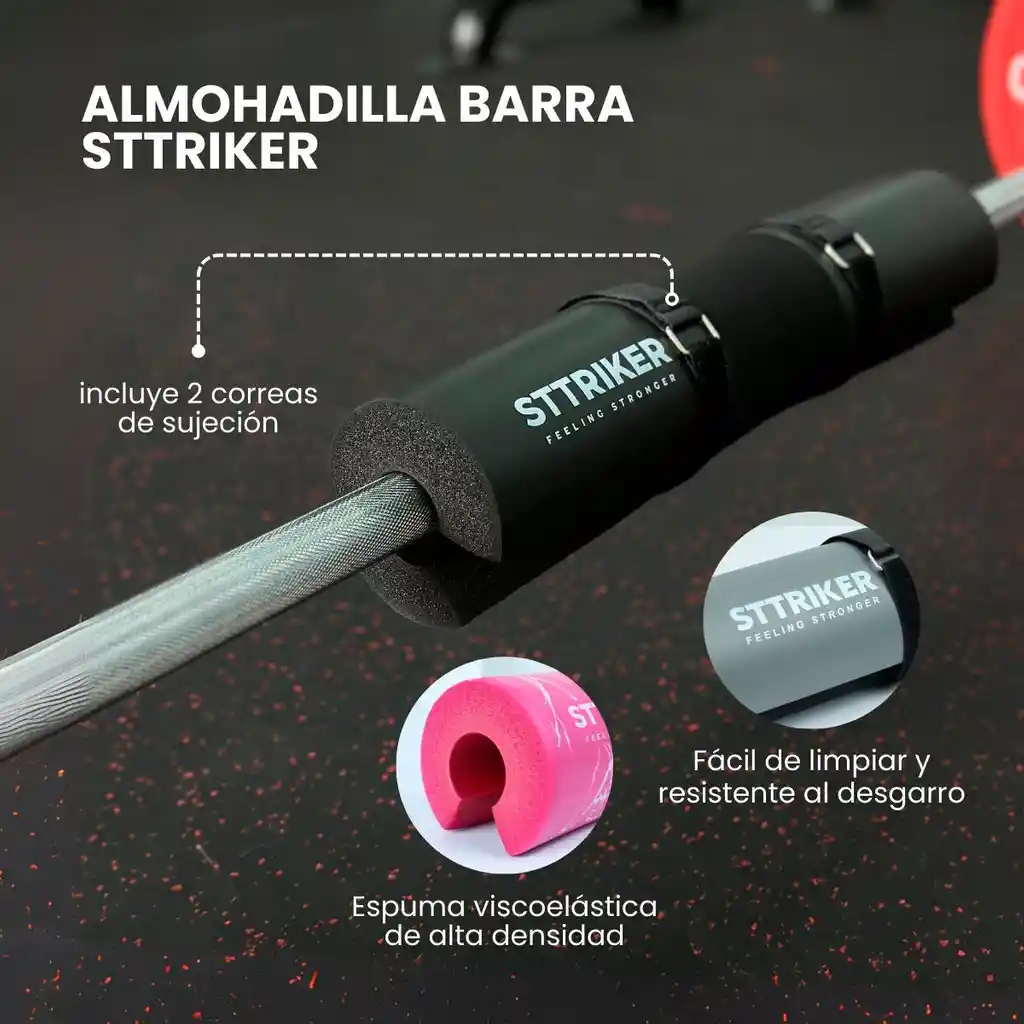 Almohadilla Barra Pesas Protector Cuello Hombros Sentadillas Negro Sttriker