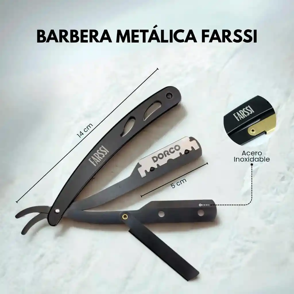 Barbera Navaja De Afeitar Metálica Negra Mate + 10 Cuchillas