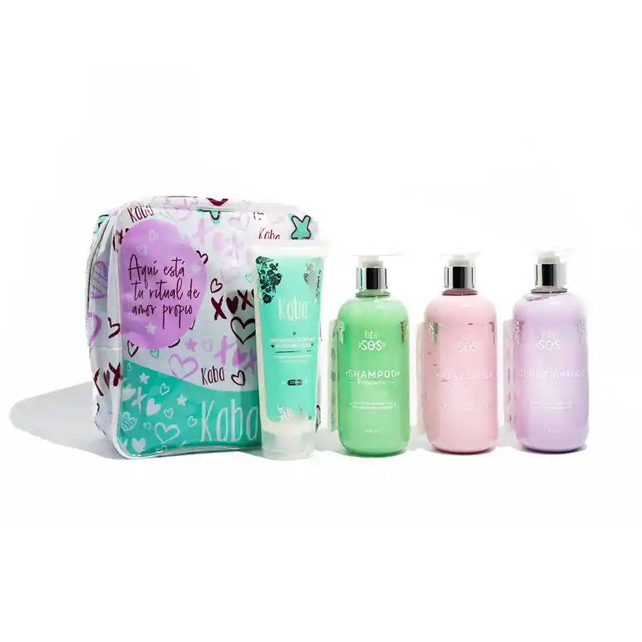 Kit Reparación Extrema Kaba Sos (1 Shampoo, 1 Acondicionador, 1 Tratamiento, 1 Repolarizador, 1 Cosmetiqueta Grande)
