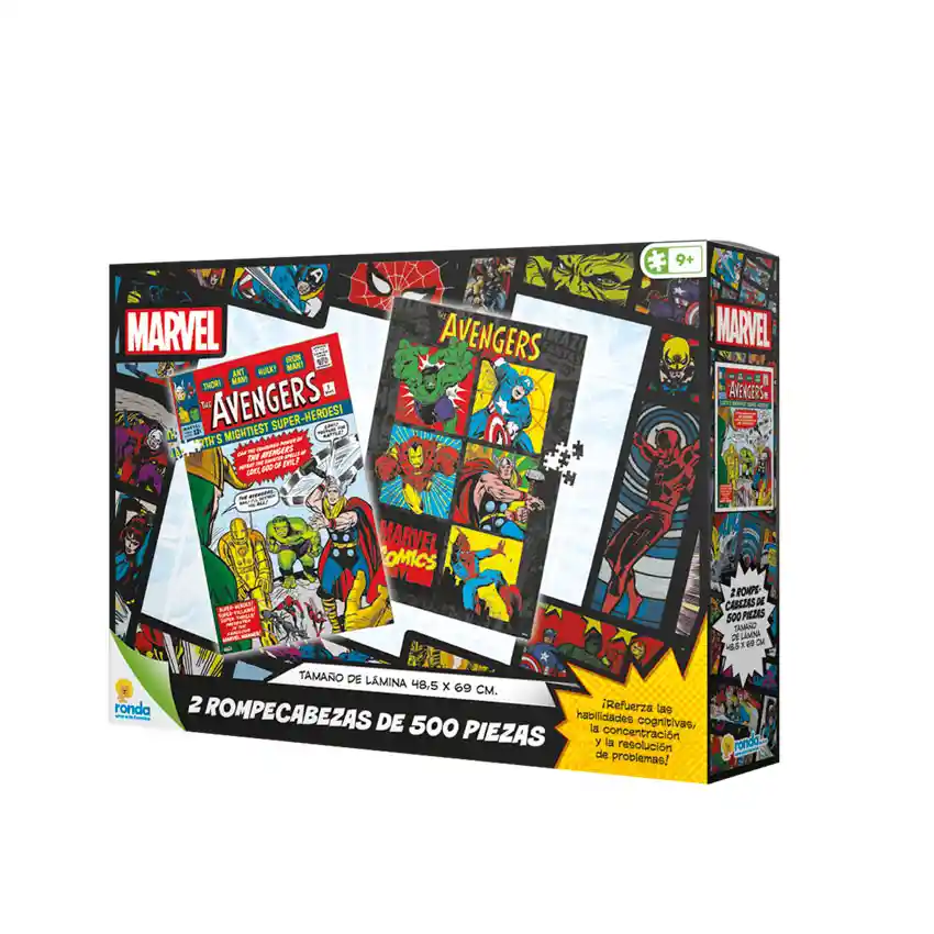 Rompecabezas X 2 Unidades 500 Piezas Avengers Ronda Marvel