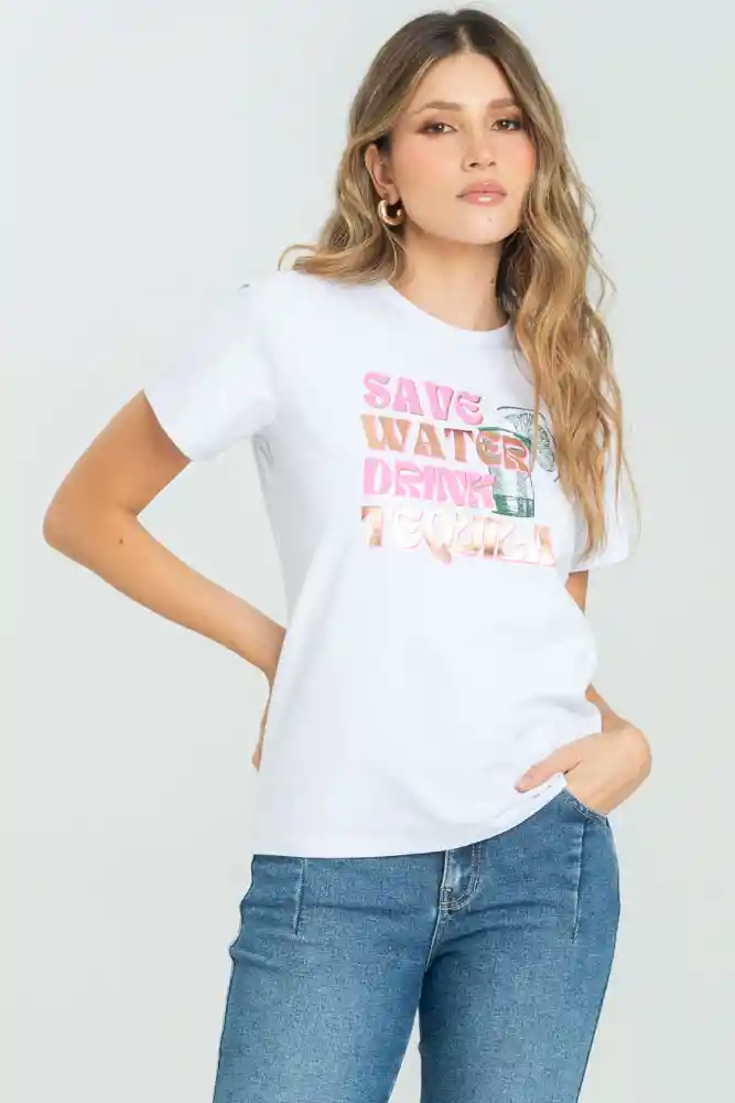 Camiseta Save Water Color Blanco Talla L
