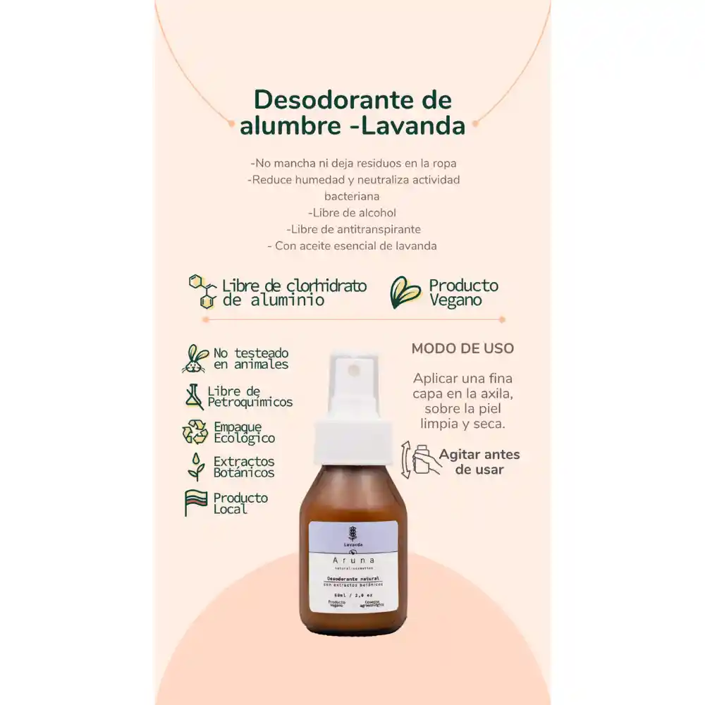 Desodorante Natural De Alumbre De Lavanda En Spray 60ml A Domicilio