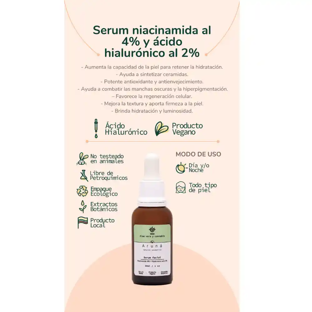 Serum Niacinamida Al 4% Y Ácido Hialurónico Al 2%