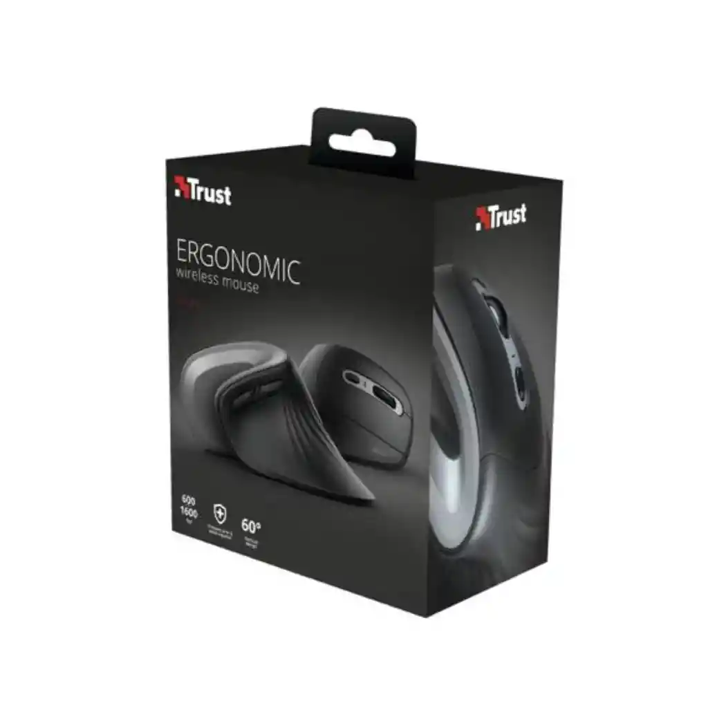 Mouse Inalambrico Usb Trust Verro Ergonomico Negro Diseño Vertical