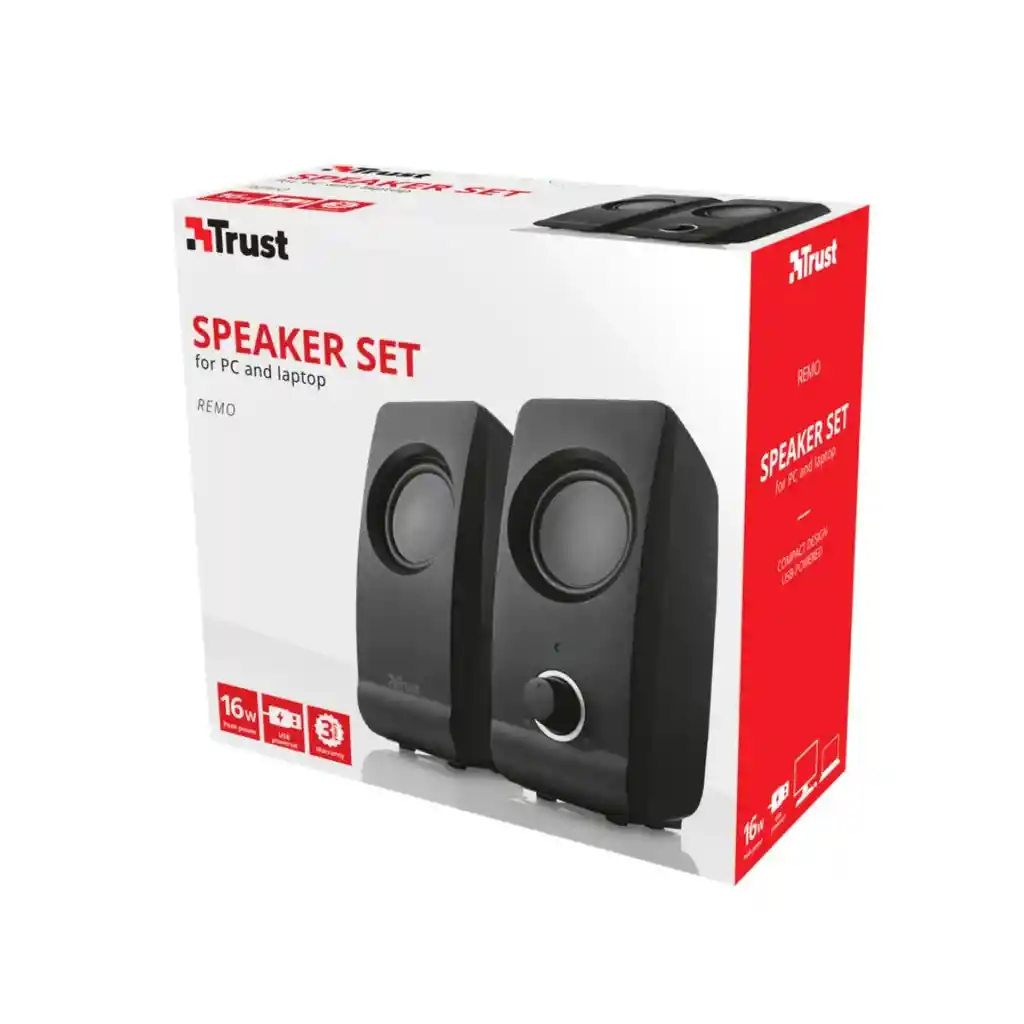Parlante Trust Remo 2.0 Usb Set Negro 16w