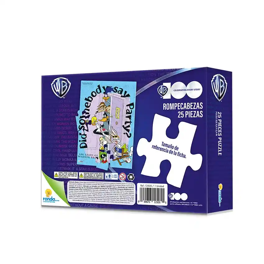Juego De Mesa Para Niños Warner 100 Rompecabezas X25 Piezas 31,5cm X 21,5cm