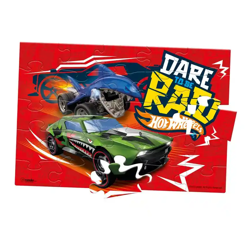 Juego De Mesa Para Niños Hot Wheels Rompecabezas X25 Piezas 31,5cm X 21,5cm