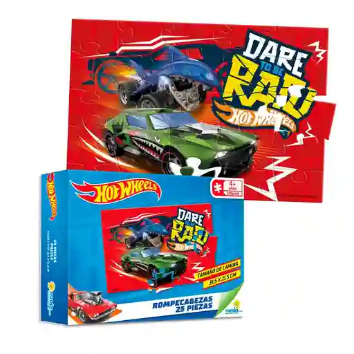 Juego De Mesa Para Niños Hot Wheels Rompecabezas X25 Piezas 31,5cm X 21,5cm