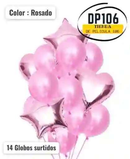Globos De Decoracion Rosado X 14 Und