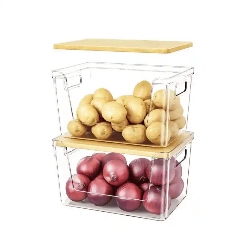 Organizador De Despensa Con Tapa De Bambú