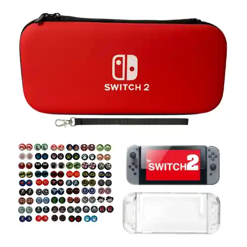 Combo Protector Completo Rojo Compatible Con Switch 2