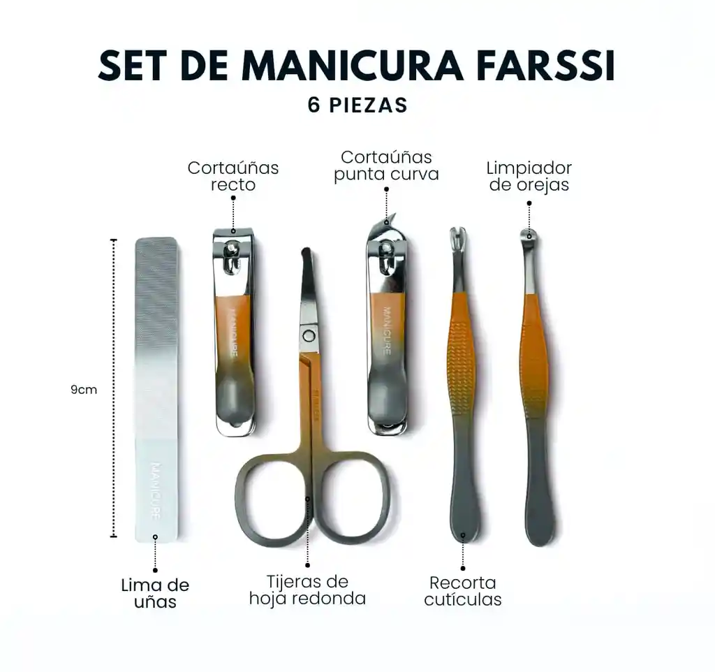 Kit X6 Manicure Cortauñas Acero Inoxidable Profesional