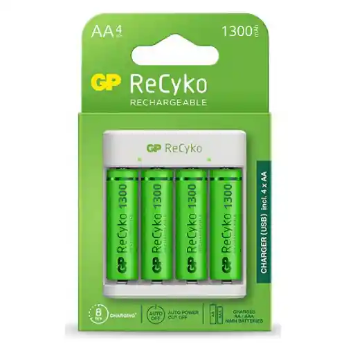 ⭐cargador Usb Gp Recyko, E411 Con 4 Pilas Aa De 1300mah⭐