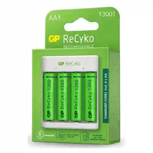 ⭐cargador Usb Gp Recyko, E411 Con 4 Pilas Aa De 1300mah⭐