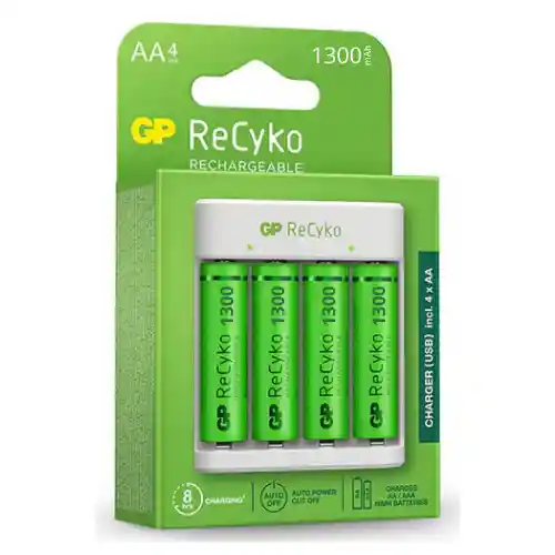 ⭐cargador Usb Gp Recyko, E411 Con 4 Pilas Aa De 1300mah⭐