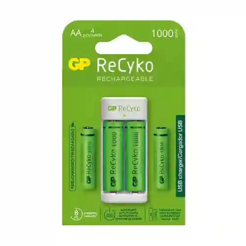 ⭐cargador Usb Gp Recyko, E211 Con 4 Pilas Aa De 1000mah⭐