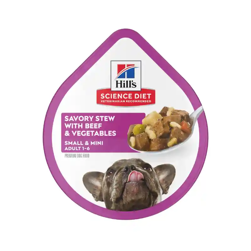 Alimento Húmedo Para Perro Adulto Hills Science Diet Tray Raza Pequeña Estofado De Res Y Vegetales 99 Gr