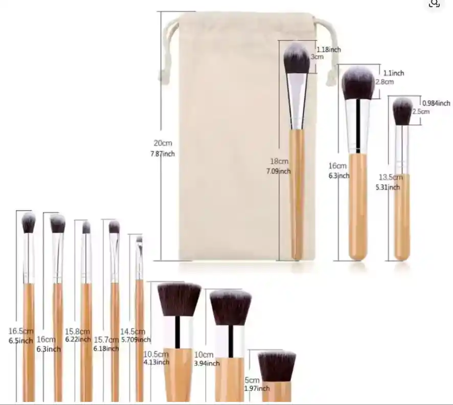 Brochas Para Maquillaje Mango En Bambú