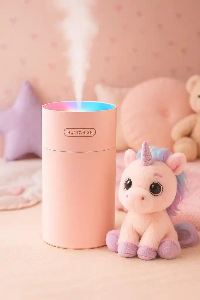 Humidificador, Difusor, Ambientador Con Luz Led Usb Portátil Rosado